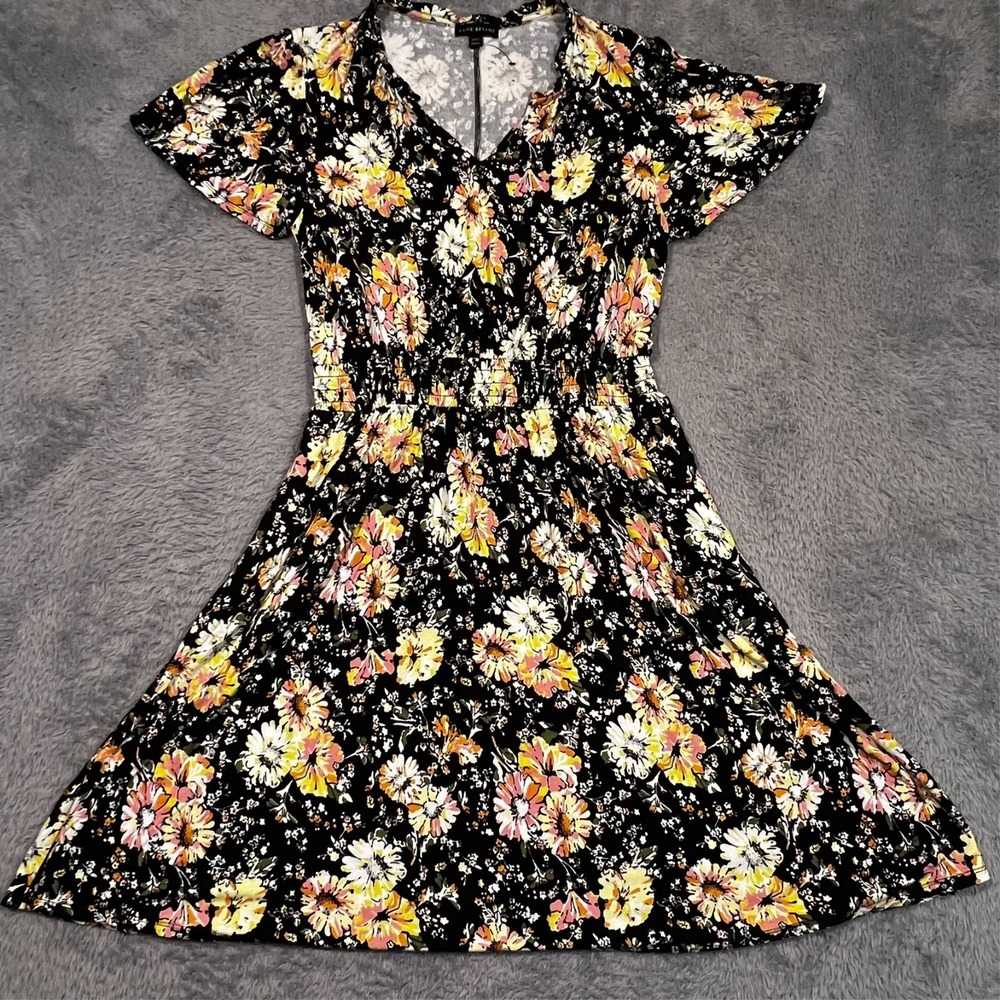 Lane Bryant Fit Flare Dress Womens 10 12 Floral Midi Pockets Rayon Cottagecore - Picture 3 of 16